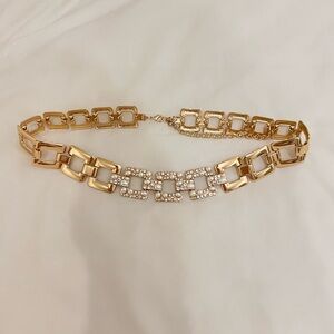 Gold hardware chain waist belt with pearls